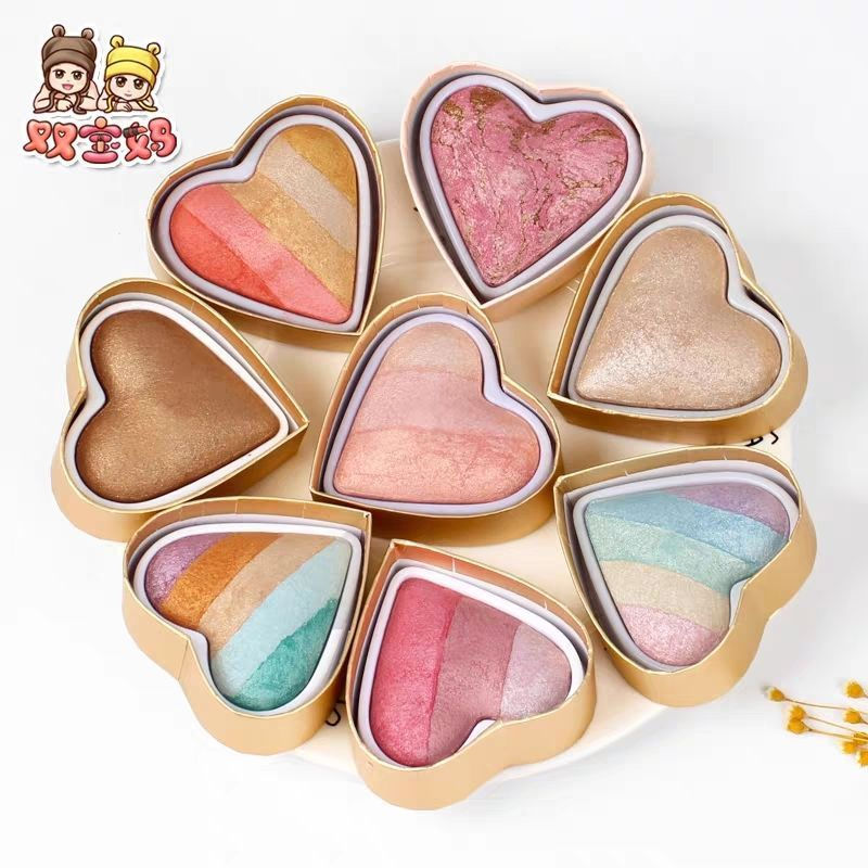 New Product#Uk make up revolution Rainbow Unicorn Highlighter Heart-Shaped Eyeshadow Blush Nude Makeup Rouge12Y