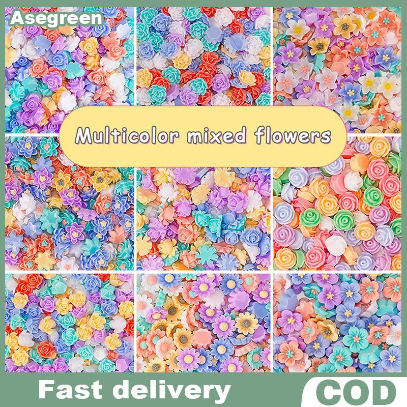 [Asegreen] อุปกรณ์เรซิน DIY แบบ 3D ลายดอกบัวและโรส สำหรับงานฝีมือและการประดับตกแต่ง 50 ชิ้น