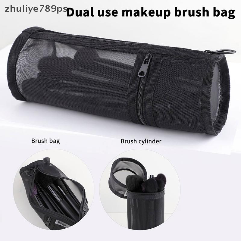 Zhuliye789ps] Mesh Dual-use Makeup Brush Storage Bag Portable Brush Case Simple Large Capacity Brush