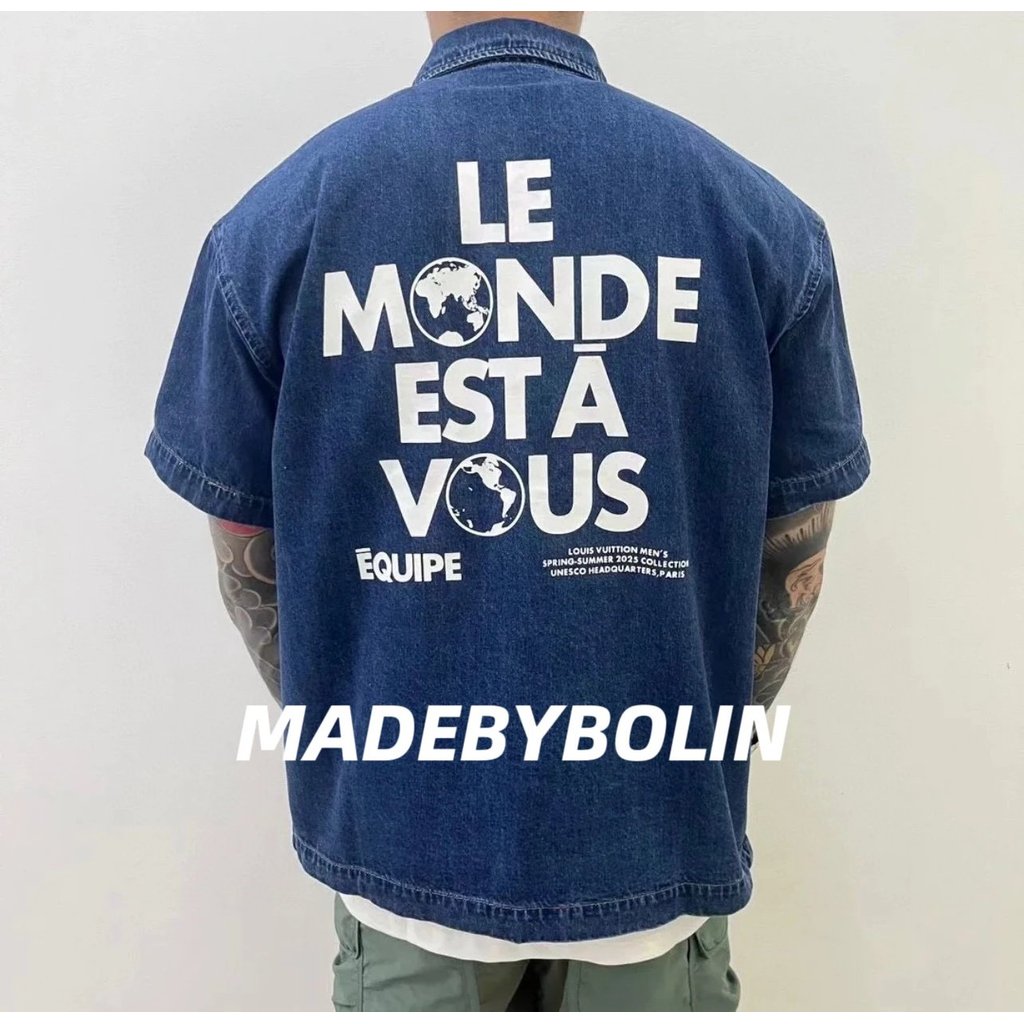 เสื้อแจ็คเก็ตยีนส์แขนสั้น Louis Vuitton เสื้อ Unisex