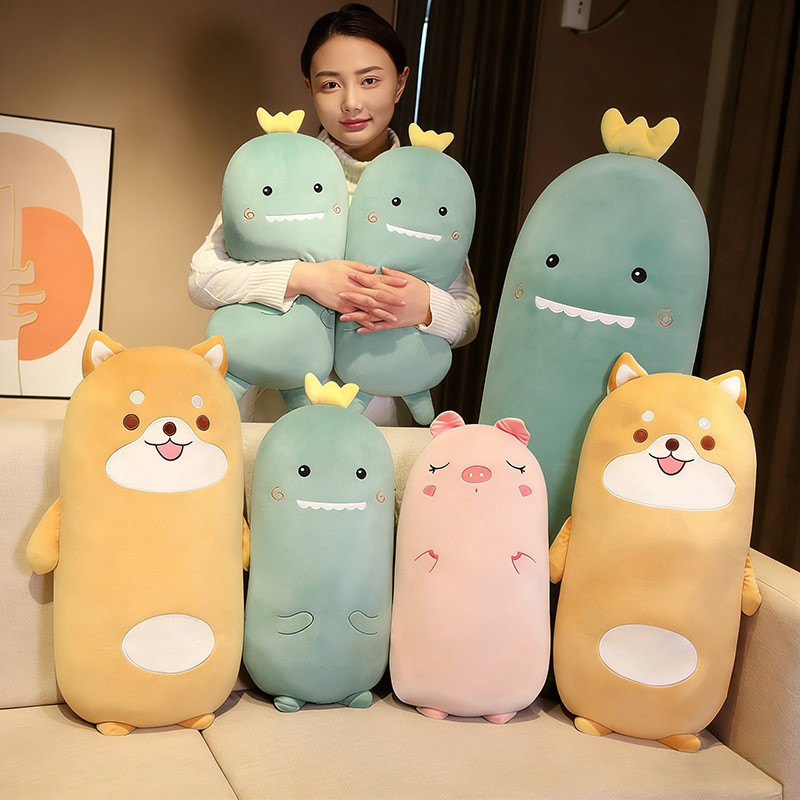 หมอนยาวยัดนุ่น ตุ๊กตานุ่มนิ่ม หมอนข้างหมา ไดโนเสาร์ หมู ยาว 60cm หมอน สามารถกอด พิงได้ เนื้อสัมผัสนุ่ม พร้อมส่ง