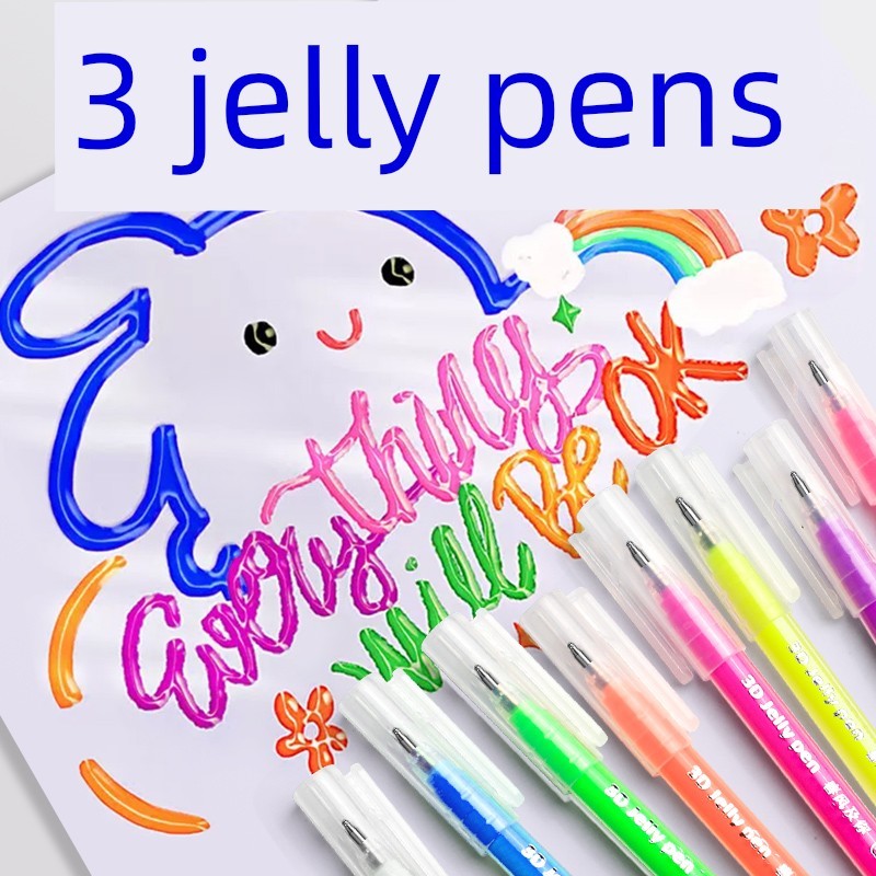 3D Jelly Pen Highlighter Pen Online Celebrity Color Handbook ปากกาพิเศษแฟลชปากกาเด็ก Double Color Co