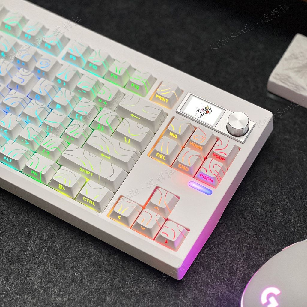 GMK87 ชุดคีย์บอร์ดแบบกําหนดเองสามโหมดพร้อมปุ่มหน้าจอปิดเสียงฐานคีย์บอร์ดแบบกําหนดเองชุด diy