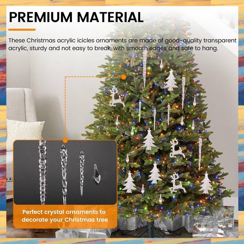 [LMQN] ต้นคริสต์มาสอะคริลิคใส Icicle เครื่องประดับคริสตัล Icicle Drop แขวนจี้สําหรับ Xmas ปีใหม่ตกแต