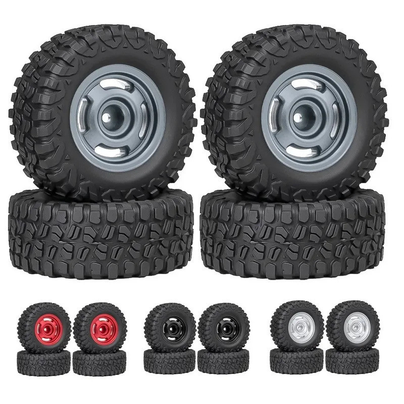 4pcs 65*25 มม.1.3 "โลหะ Beadlock ล้อยางชุดสําหรับ 1/18 1/24 RC Crawler รถ TRX4M SCX24 AX24 FCX24 อะไหล่อัพเกรด