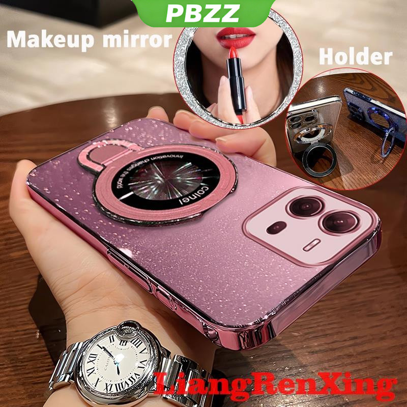 PBZZ FOR เคส สําหรับ VIVO V25 VIVO V25E VIVO V25 PRO 5G เคสโทรศัพท์ Softcase ซิลิโคนกันกระแทกออกแบบใหม่ Clear ความงามกระจกเครื่องสําอางผู้ถือ SFSHZJ01