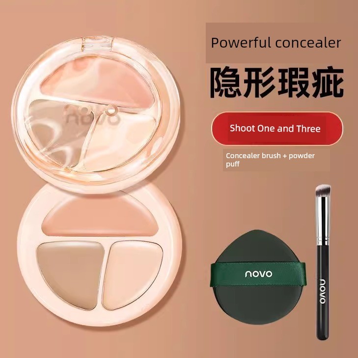 คอนซีลเลอร์ concealer NOVO Tricolor คอนซีลเลอร์ปกปิดความหมองคล้ํา รอยสิว รอยหมองคล้ํา ซ่อมแซมคอนซีลเ