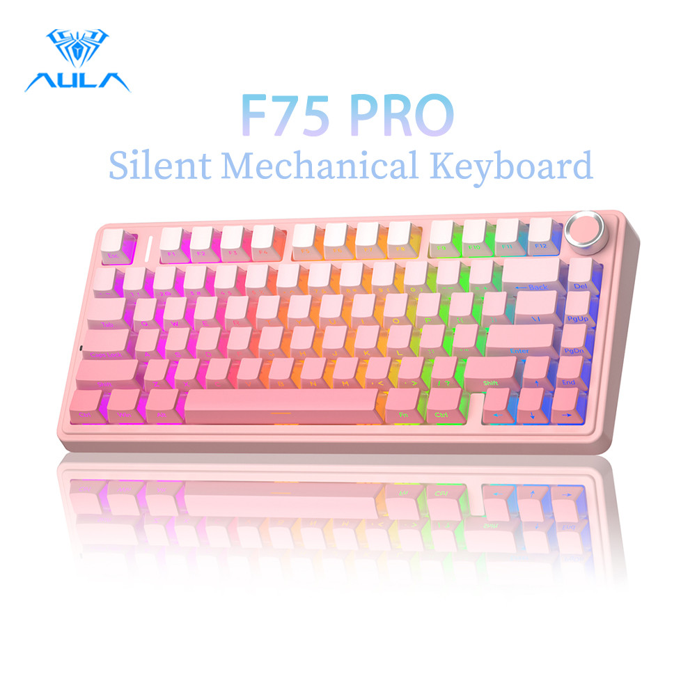 AULA F75 Pro Sillent คีย์บอร์ด 75% 80 คีย์ Tri-Mode RGB Hot-swap Quiet Switch Office Essential