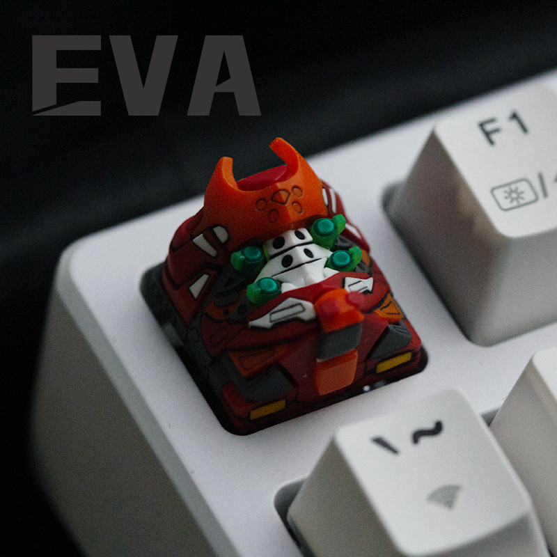 keycap keycap ไทย ปุ่มกดกันดั้ม EVA เบอร์ 2 Unique Mecha Transparent Keycap ที่กําหนดเองเรซิ่นคีย์บอ