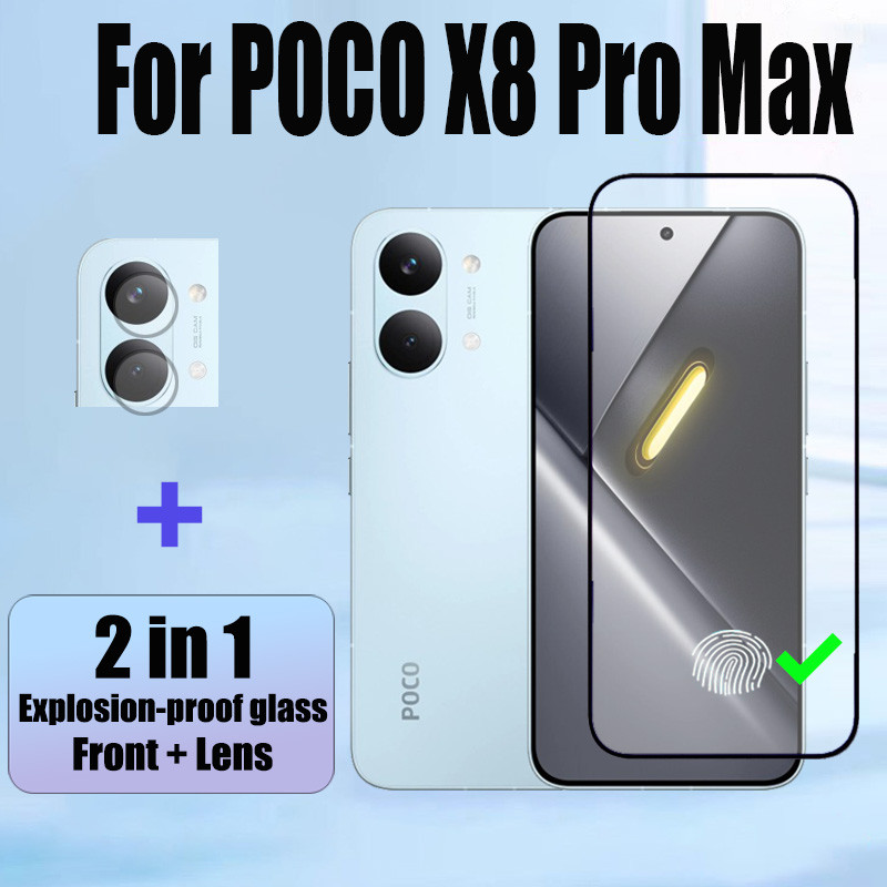 2 in 1 ฟิล์ม POCO X8 Pro Max 5G ป้องกันหน้าจอ สำหรับ กระจกนิรภัยสําหรับ สำหรับ Xiaomi POCO M8 F8 Ult