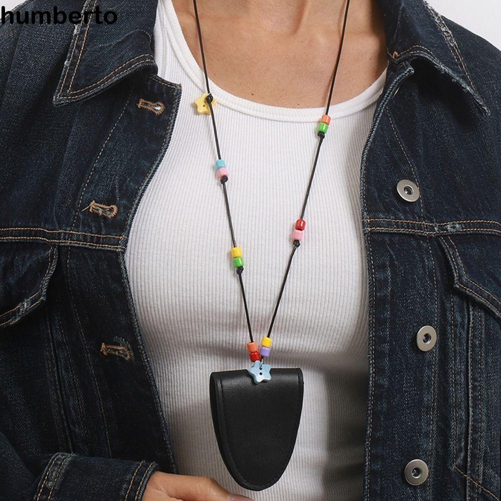HUMBERTO Pu หนังแว่นตาแม่เหล็กคลิป,ลูกปัด Star สร้อยคอยาว,จี้แบบพกพา Gadget คอแขวนแว่นตากันแดดแว่นตา