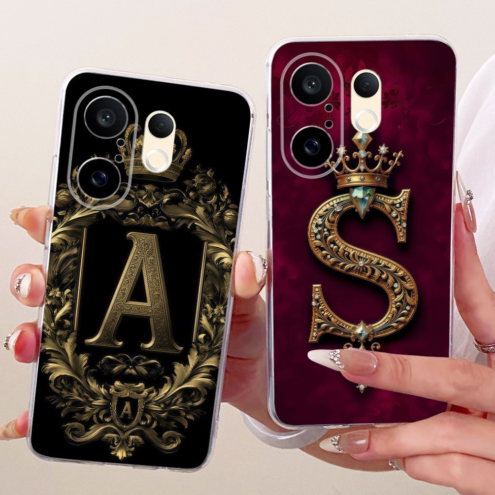 Vivo X200FE 5G V2503 กรณี Vivo X200 FE 5G ฝาครอบโปร่งใสหรูหรา Crown AZ ตัวอักษร 2D รูปแบบแบนปลอกอ่อน