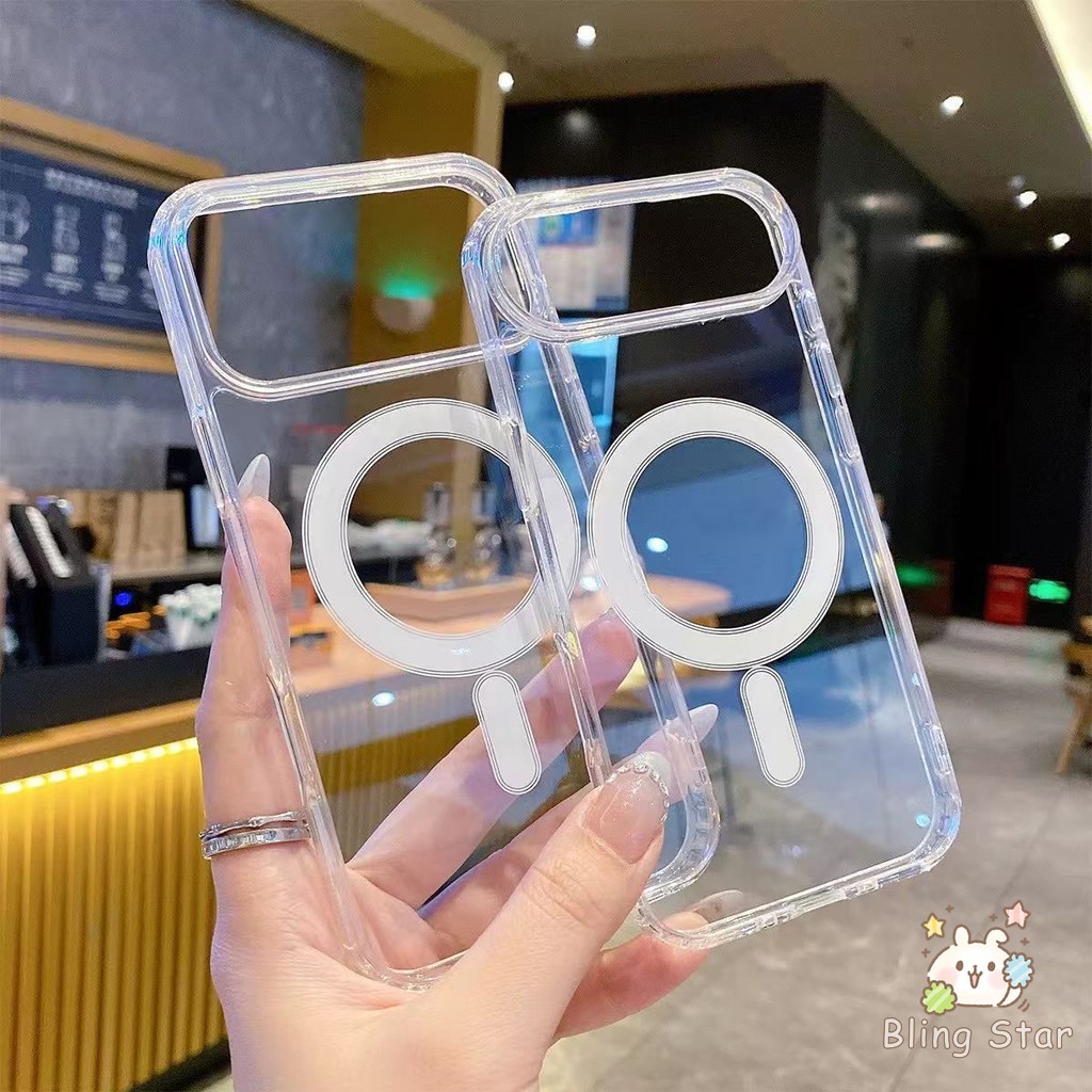 เคสไอโฟน15สำหรับiPhone 13 17 16 12 15 11 14 Pro Max 16 14 Pro 14 7 16 15 8 Plus XR X XS SE เคสแม่เหล็กใสป้องกันสงกรานต์