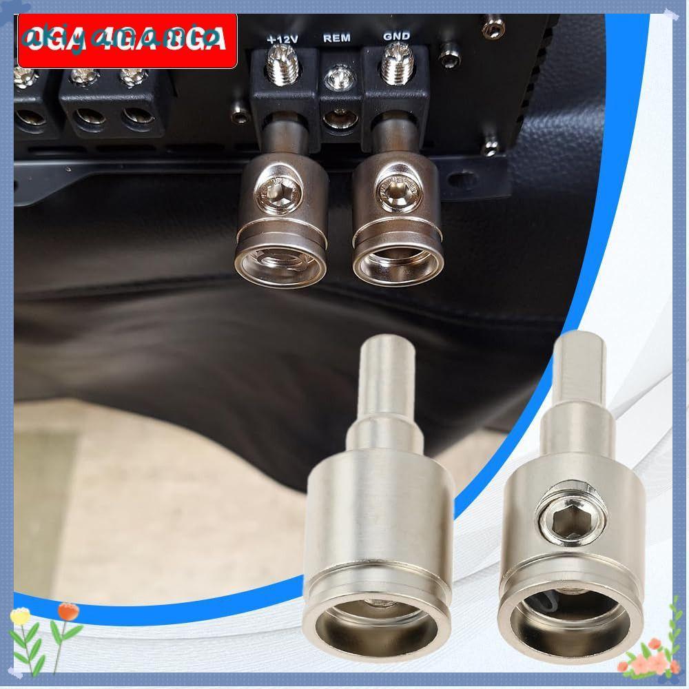 AKIYAMIO ขั้วต่อเครื่องเสียงรถยนต์, 0GA 4GA 8GA Gold Silver Car Speaker Wire Terminal, อะแดปเตอร์อิน