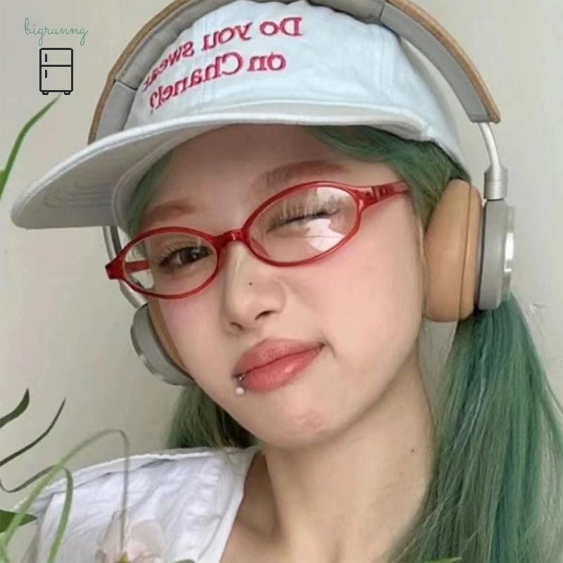 [BRN] Retro Small Frame Girl Glasses Fashion Style Retro Oval Glasses Womens Glasses Decorative Comp