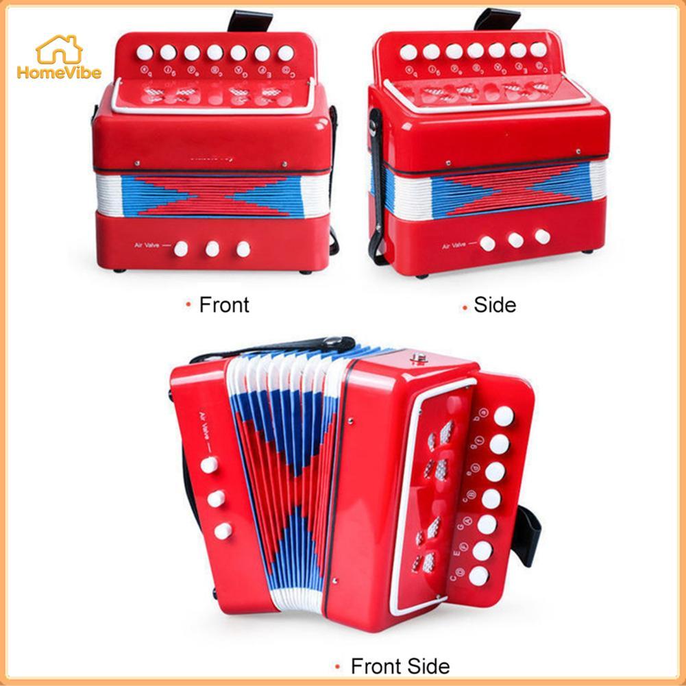 HomeVibe Yinhing Accordion 7 Key 2 เบสสำหรับผู้ใหญ่ Acordeones Para Adultos Acordeon พร้อมเข็มขัดหัวเข็มขัดการพัฒนาเด็กปฐมวัย (สีน้ำเงิน)