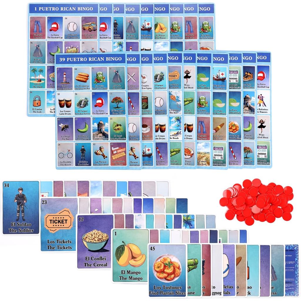 Puerto Rico Bingo Boricua, Millennial สองภาษา Puerto Rican การ์ดเกม,เกมกระดาน Puerto Rico พร้อมการแป