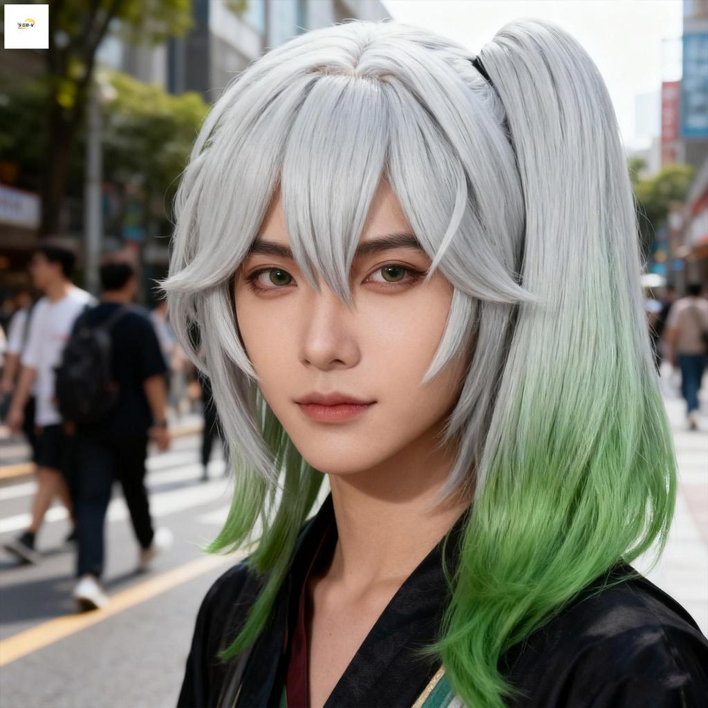 Nahida คอสเพลย์วิกผมซิลิโคนหนังศีรษะเส้นใยอุณหภูมิสูงสําหรับ Nahida Cos วิกผมสีเขียวอะนิเมะตัวละครเค