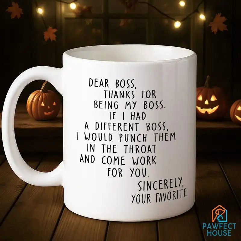 Pawfect House - แก้วเซรามิค Dear Boss 11oz, แก้วกาแฟ Best Boss, Best Boss Gifts Funny Boss Gift - ถ้
