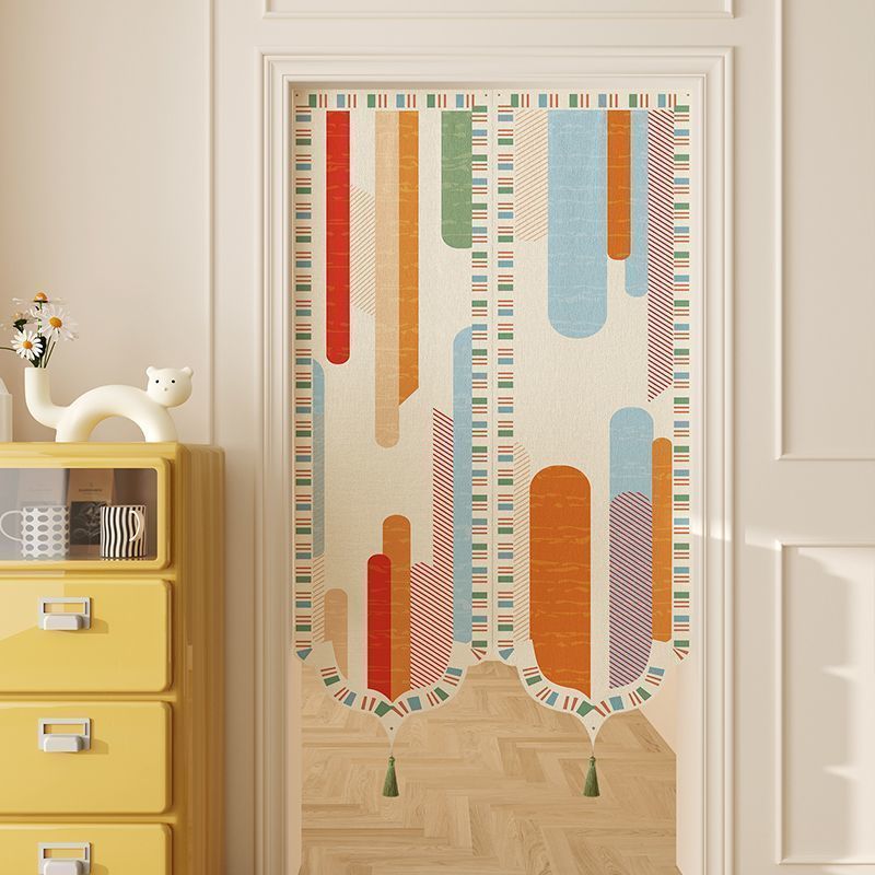 多巴胺门帘隔断帘卧室厨房半帘短帘免打孔遮挡帘厕所帘子2026新款20260323Dopamine Door Curtain Partition Curtain Bedroom Kitchen Half