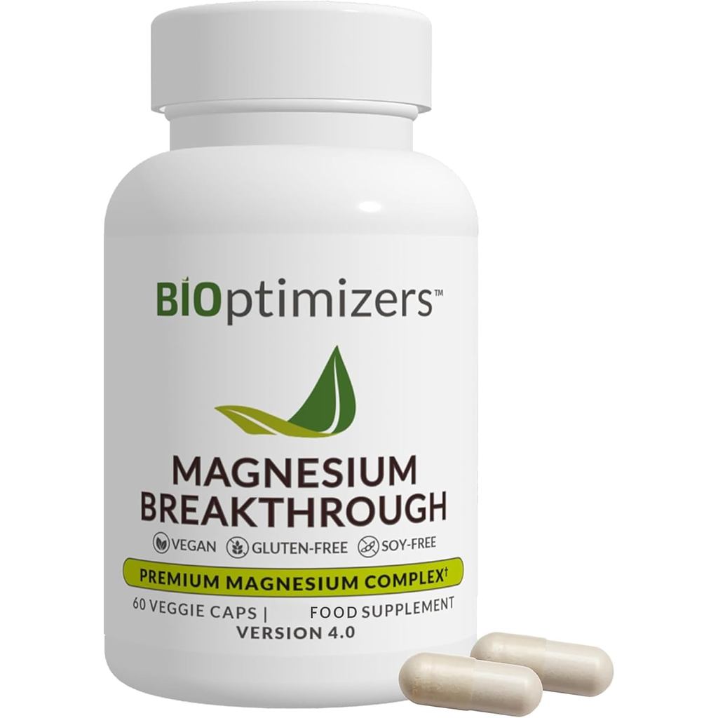 BIOptimizers Magnesium Breakthrough 4.0 7-in-1 Complex 60 แคปซูลมังสวิรัติ - ขยายแมกนีเซียมความแข็งแ