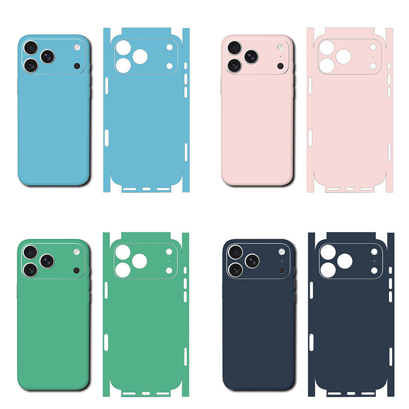 สีทึบ Matte สติกเกอร์สําหรับ iPhone 12 13 14 15 16 17 Pro Max Full Wrap Anti-scratch Decal ผิว