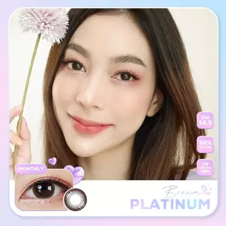 Kitty Kawaii Contact Lens : Platinum - Brown คอนแทคเลนส์ ดวงตา แบบรายเดือน ชนิดขวด water 55%