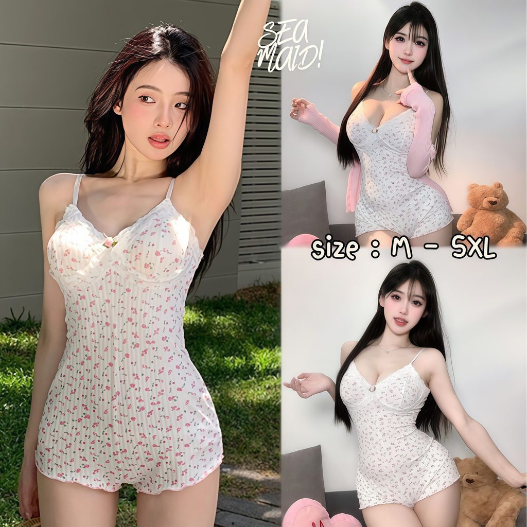 SEA MAID ชุดจั๊มสูท ชุดนอนสายเดี่ยว ชุดนอนไม่ได้นอน 🍒 มีไซส์ M-5XL | น้ำหนัก 40-100 กก.Y333