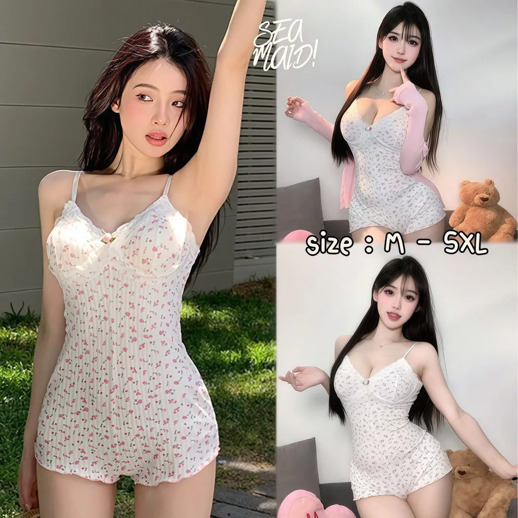 SEA MAID ชุดจั๊มสูท ชุดนอนสายเดี่ยว ชุดนอนไม่ได้นอน 🍒 มีไซส์ M-5XL | น้ำหนัก 40-100 กก.Y333
