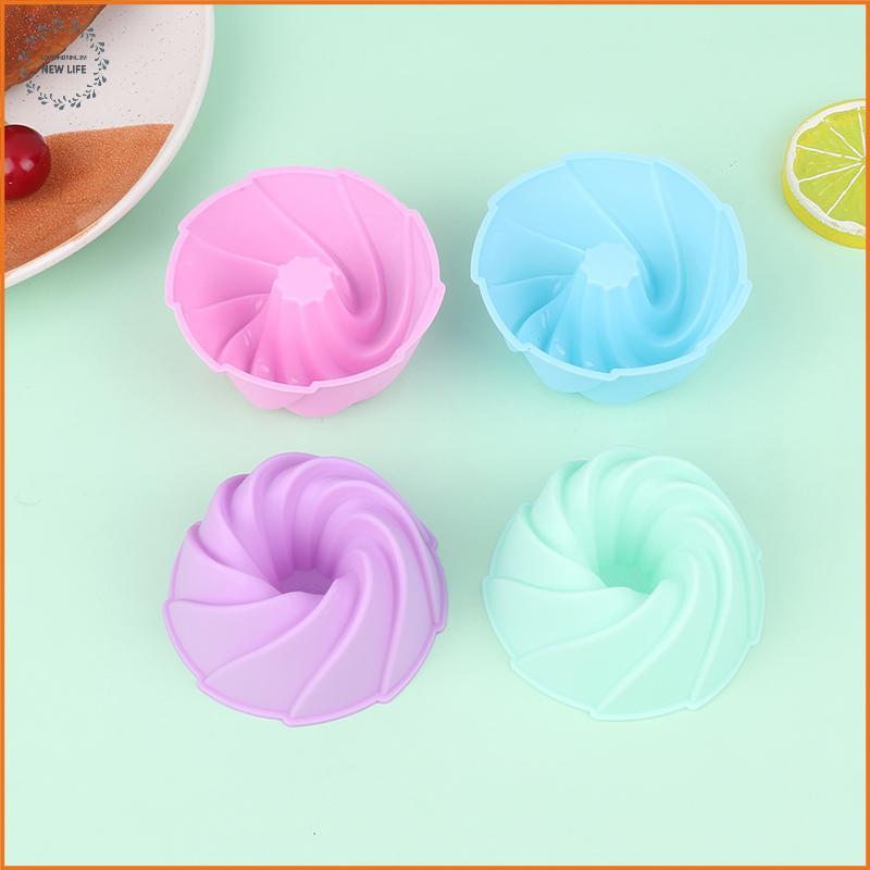 [LS] 6 ชิ้น Swirl Shape ซิลิโคน Cupcake Liners ถ้วยเบเกอรี่ Non-Sti Reusable DIY เค้กพุดดิ้งมัฟฟิน L
