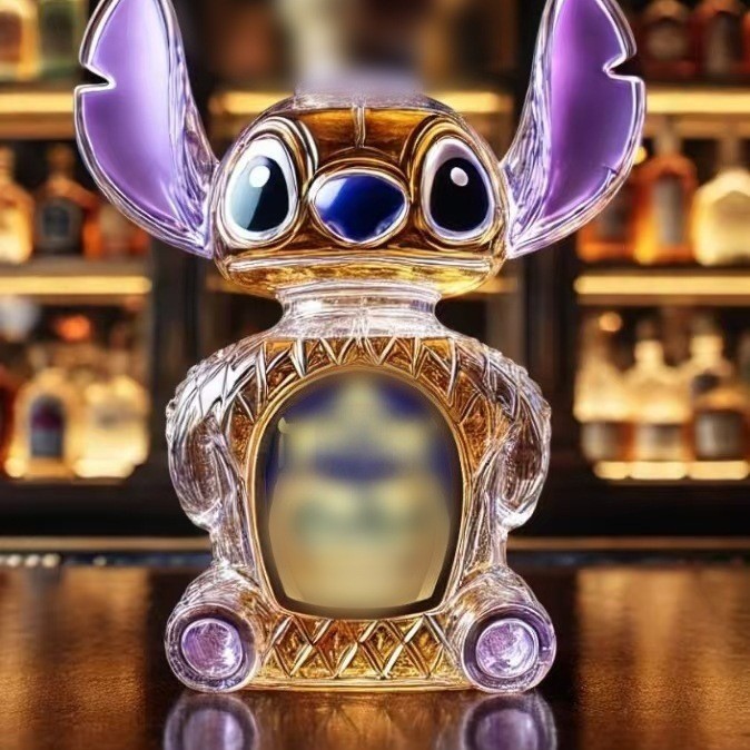 Interesting new model Funny Whiskey Cat Bottle Stitch Labubu Whiskey