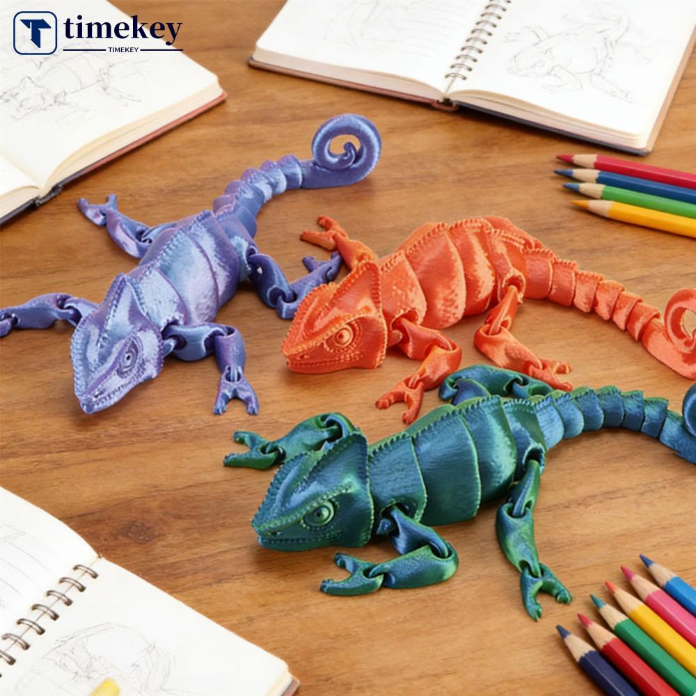 TIMEKEY 3D พิมพ์ Dragon Chameleon Lizard ตัวเลข 15 ซม.Full Multi Joint Movable จําลองสัตว์รุ่น Home 