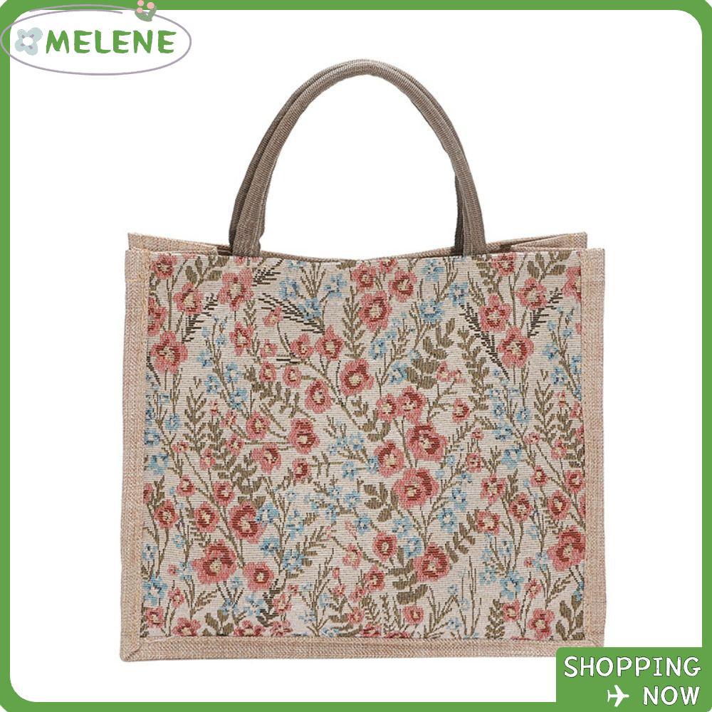 MELENE Flax Tote Bag Women Simple Casual Mummy Bag