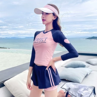 SEA MAID ชุดว่ายน้ำผู้หญิง ชุดว่ายน้ําทูพีช ชุดว่ายน้ำแขนยาวผู้หญิง 🌈 มีไซส์ M-XL | น้ำหนัก 40-65 กก. Y220
