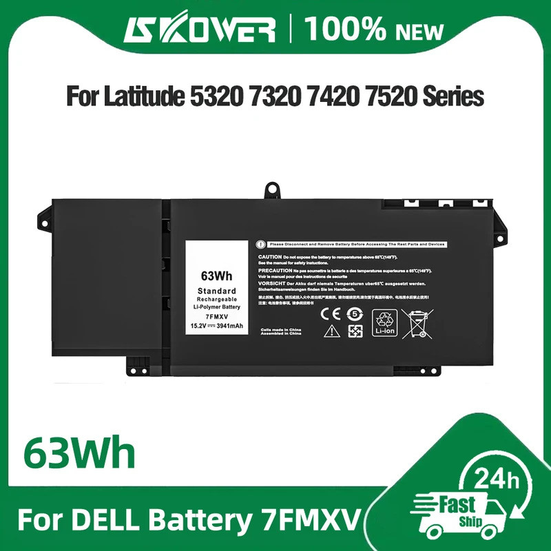 แบตเตอรี่แล็ปท็อป 15.2V 63Wh 7FMXV สำหรับ Dell Latitude 5320 7320 7420 7520 2 in 1 P133G P134G P135G
