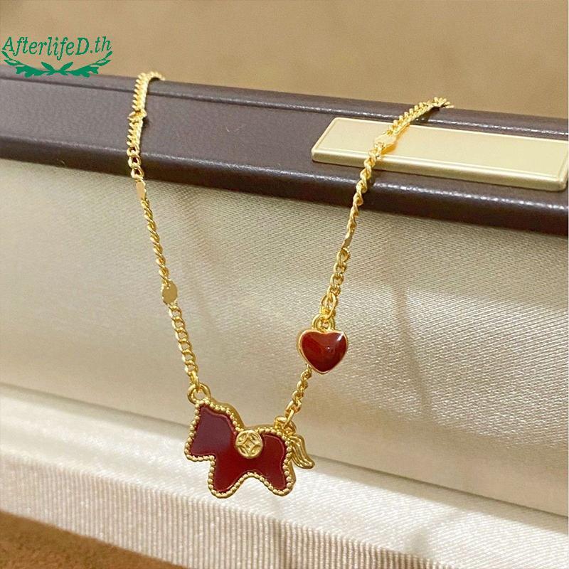 AF 2026 New Red Heart-Shaped Horse Zodiac Nelace - Luxury Niche Style Elegant And Versatile Jewelry 