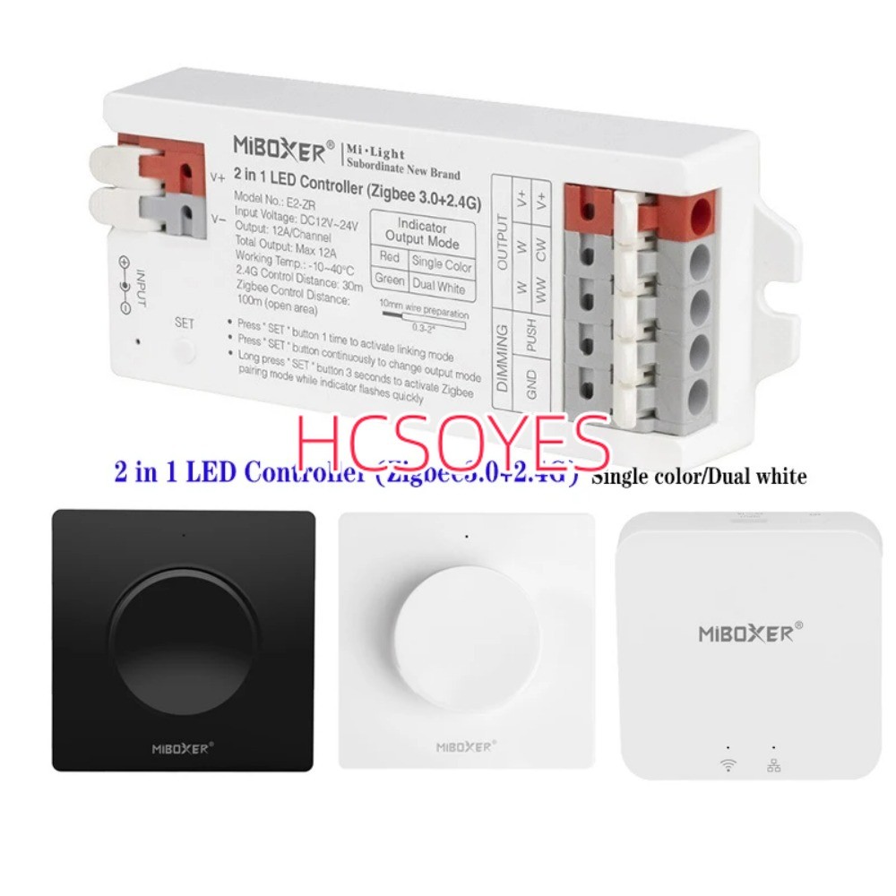 Miboxer 2 in 1 ไฟ LED LED Dimmer (Zigbee3.0+2.4G) ใช้สําหรับสีเดียว/ขาวดํา 5050 COB CCT Light