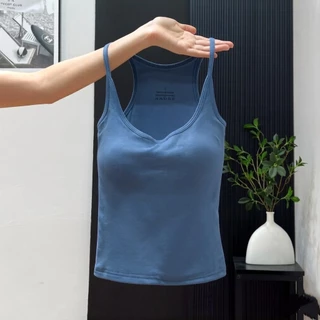 Camisole ผู้หญิง แบบไร้รอยต่อ สบายผิว พร้อมถ้วยนุ่ม ทำให้ดูเพรียวบาง
