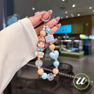 สายจี้โทรศัพท์ลูกปัด สีชมพู-ดำ หัวใจ ดอกไม้ น่ารัก ทันสมัย