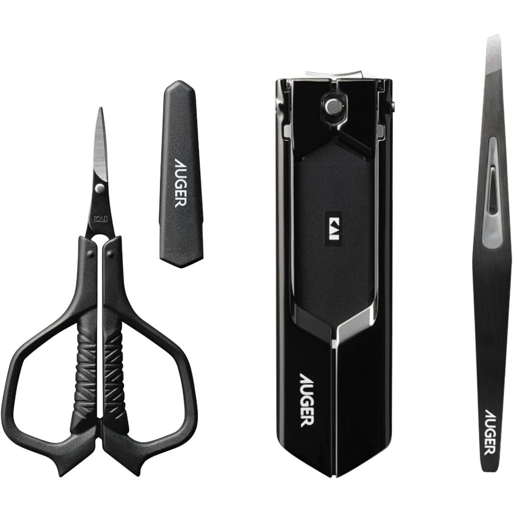 【■】Direct from Japan-KAI KAI AUGER Grooming Set Auger Men's Tweezers Nail Clippers Eyebrow Scissors 