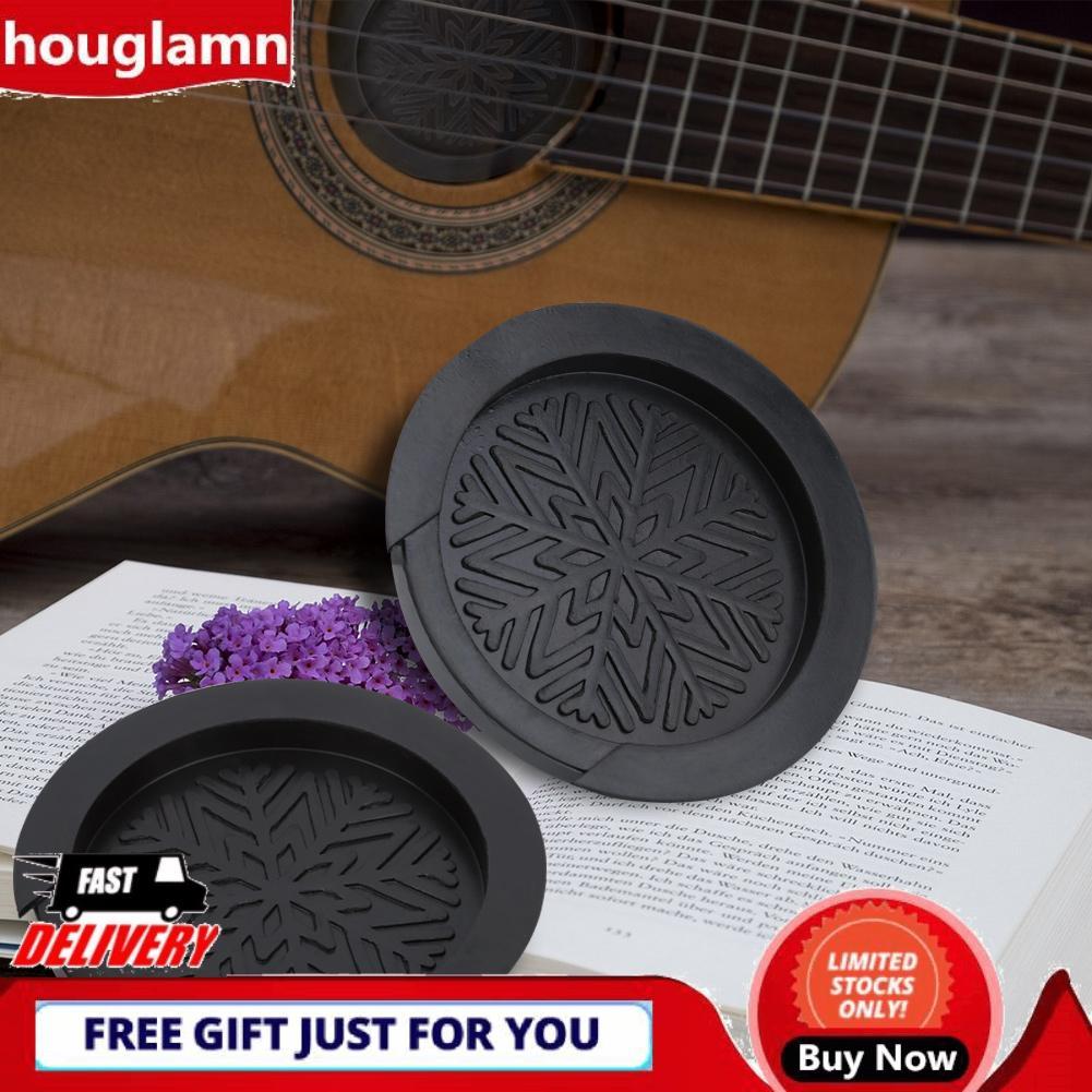 Houglamn Houglamn รูเสียงกีตาร์ฝาครอบตัวลดเสียงสะท้อนกลับยางสีดำสำหรับกีต้าร์ขนาด 41 นิ้วการแสดงบนเวทีและอุปกรณ์การบันทึก