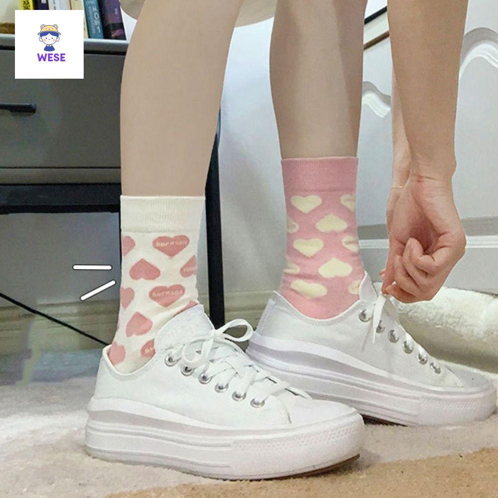 WORLDSELECT Love Mid-Tube Socks, Sweet Funny Love Heart Socks, Fashion Valentines Day Warm Women Soc