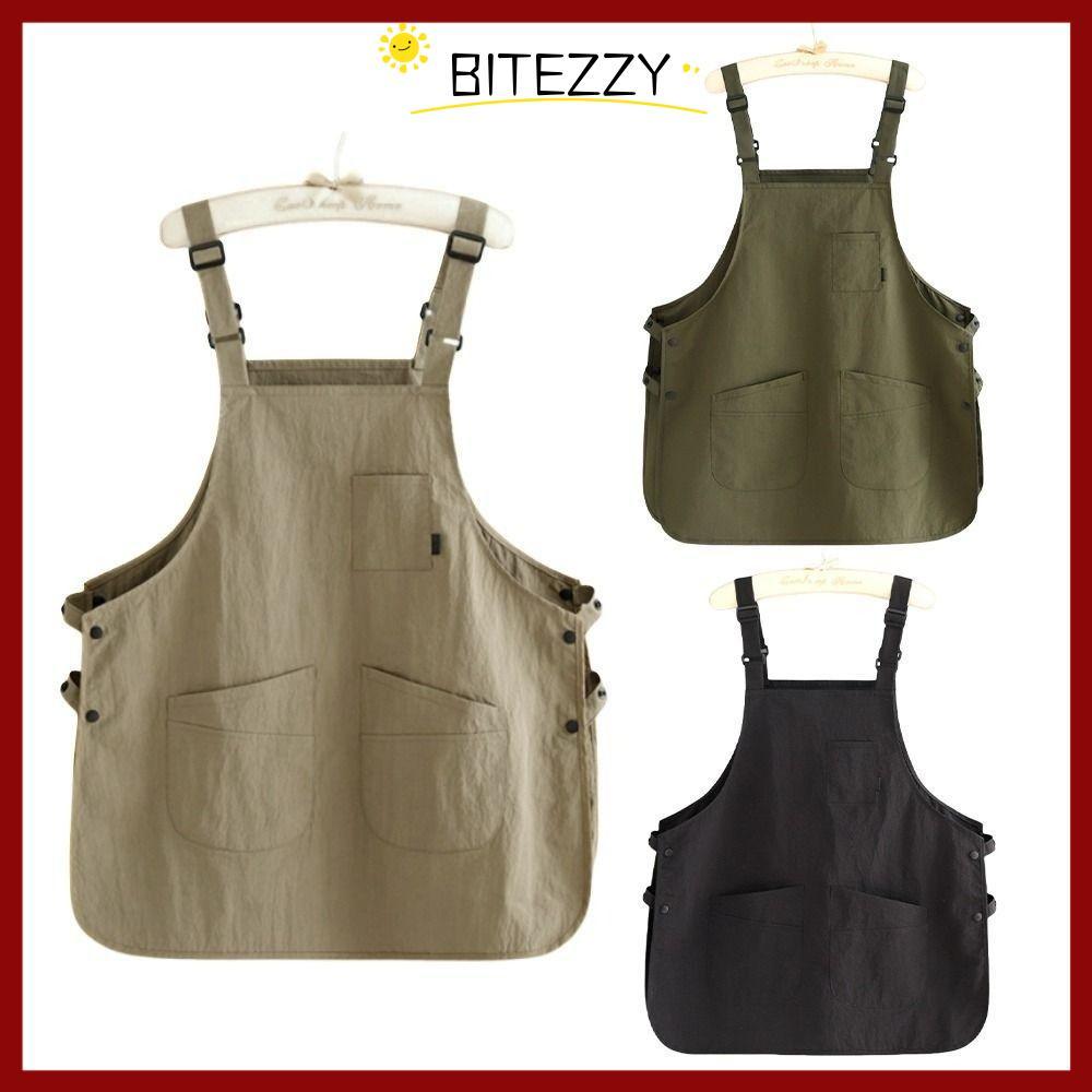 in stockBITEZZY Catering Workwear ผ้ากันเปื้อน, ผ้ากันเปื้อนภาพวาดกันน้ําคราบ, ชุดทํางานในครัวเรือนสไตล์ญี่ปุ่นสําหรับตัดผม Cafe