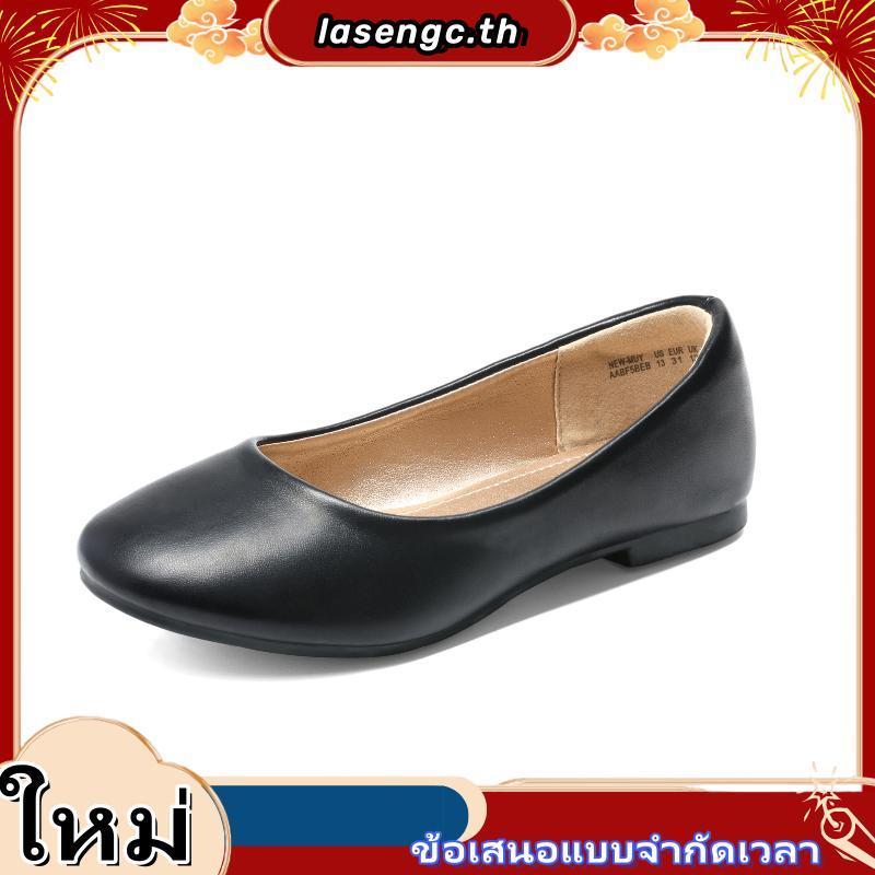 Popteen รองเท้าคัทชู รับปริญญา หัวมน ส้นเต็ม สูง2นิ้ว​ หนังนิ่ม ไม่กัด เบอร์35-45 แนะนำ + 1 เบอร์, เ