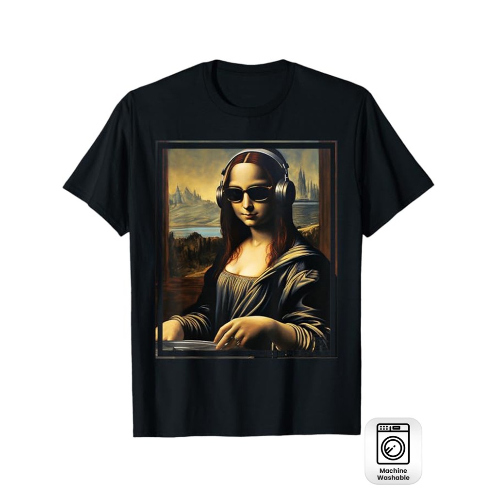 เสื้อยืดผู้ชายลายโมนาลิซ่าตลก เหมาะสำหรับ Xxx พิมพ์ลาย - ผ้าฝ้ายแท้ แขนสั้น คอกลม สวมใส่สบาย ซักเครื่องได้ - ของขวัญ (ฮา