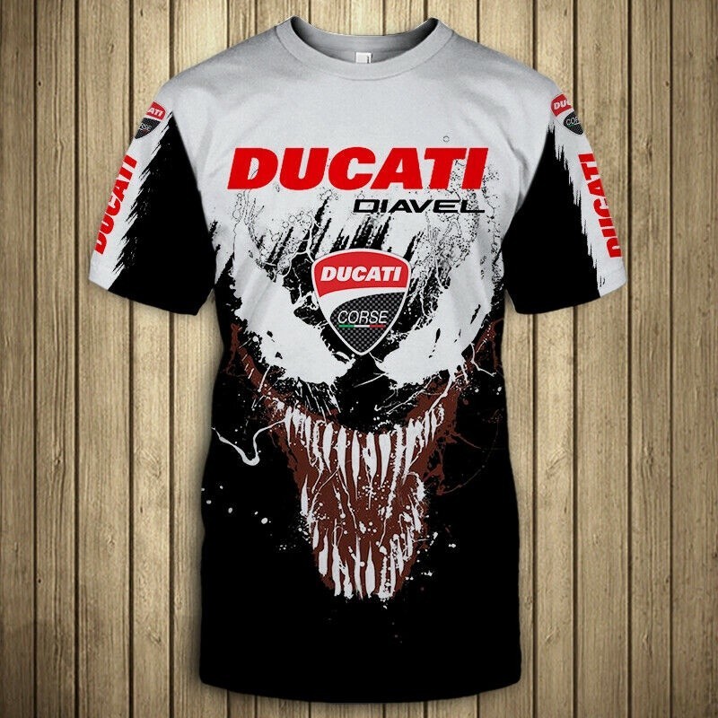 เสื้อยืดผู้ชายแบบ 3D Ducati Diavol สไตล์หรูกันหนาว มีไซส์ตั้งแต่ S ถึง 5XL