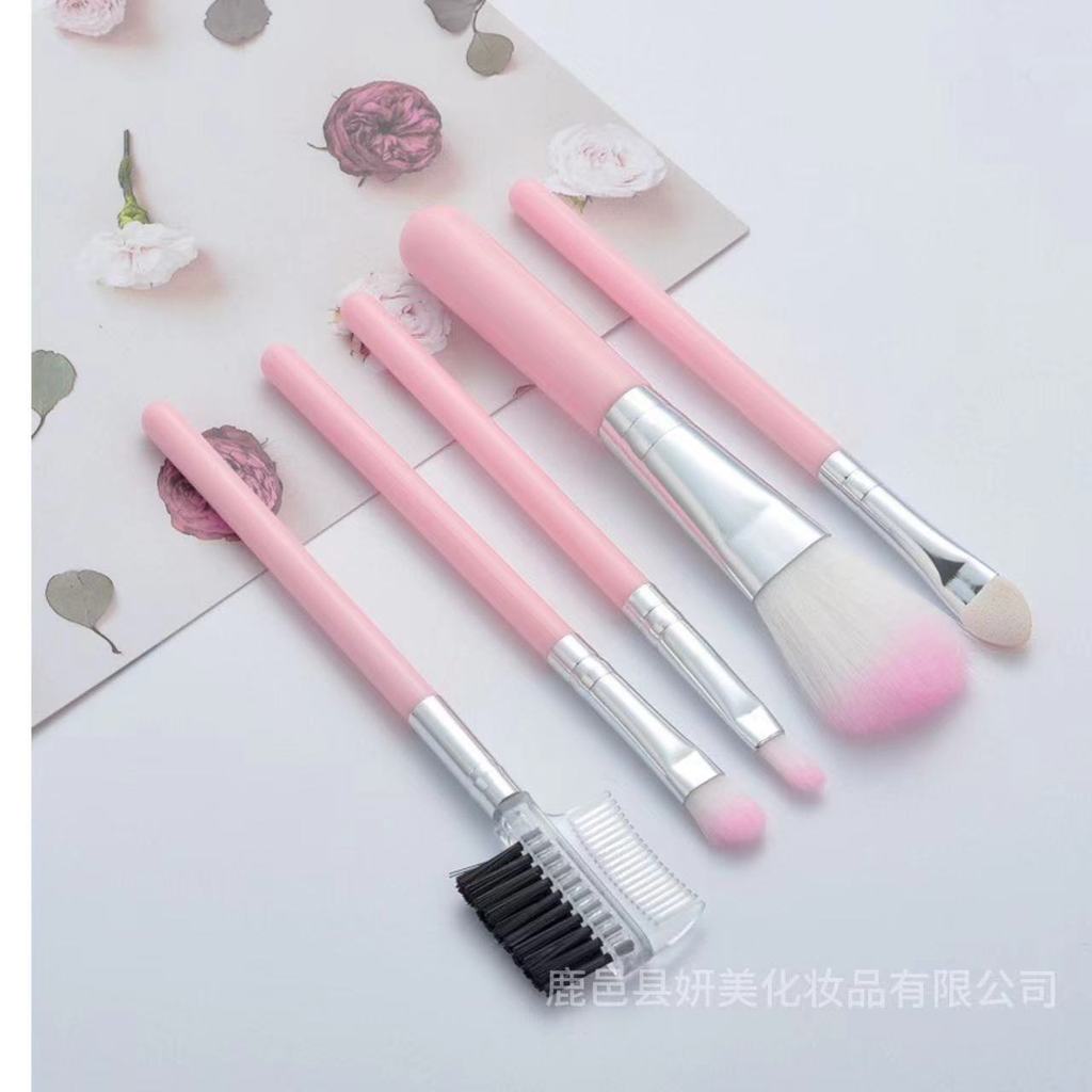 แปรงแต่งหน้า 5 ชิ้น ชุดรองพื้น อายแชโดว์ ลิป ปัดแก้ม สีชมพู ความงาม (จํานวนจํากัดก่อนได้แรก)
