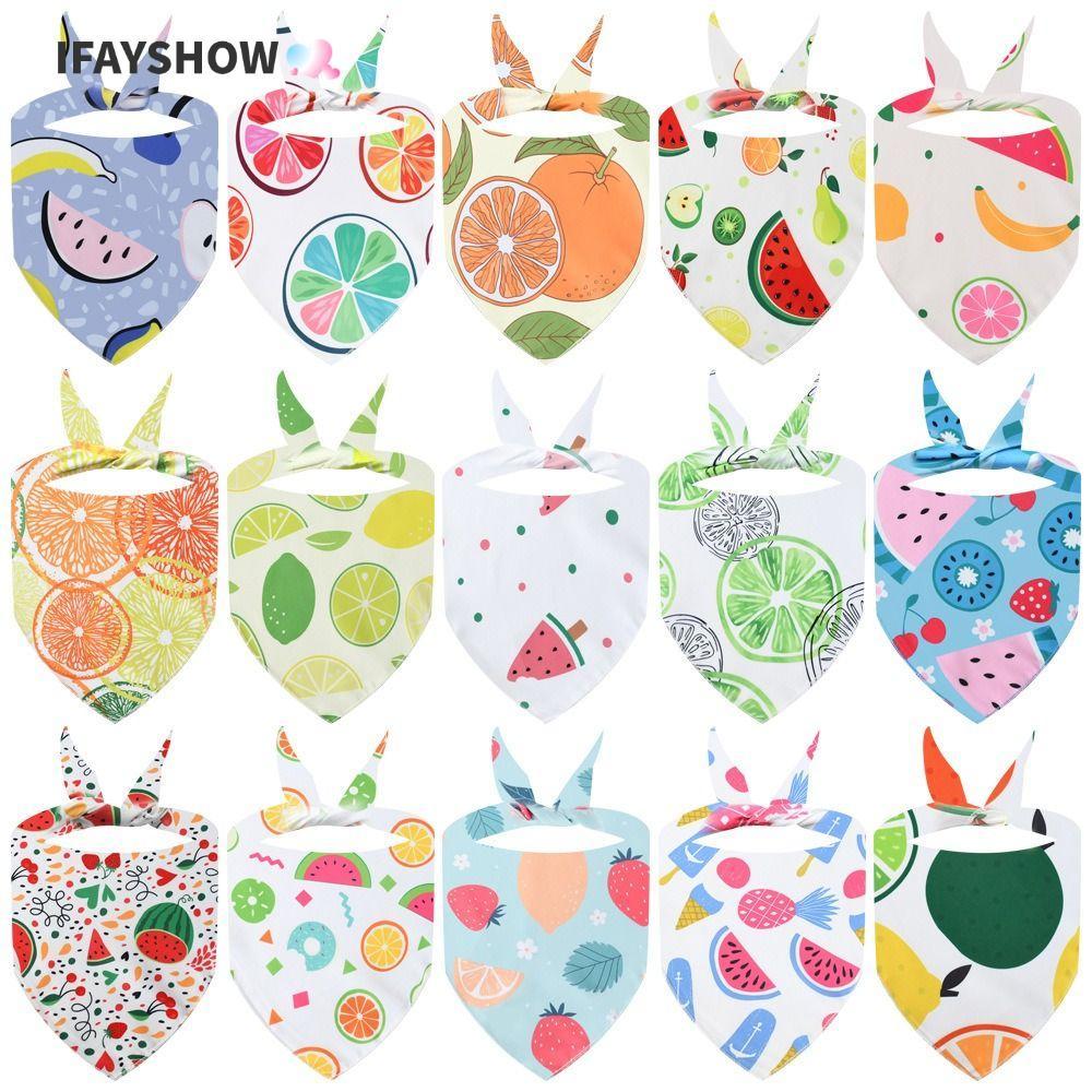 IFAYSHOW ผ้าพันคอสุนัข, ผ้าพันคอสัตว์เลี้ยงผ้าฝ้ายซักได้, ผ้าเช็ดตัวสามเหลี่ยมผ้าน่ารัก ผ้ากันเปื้อนแมวสีขาว อุปกรณ์สําหรับสัตว์เลี้ยง