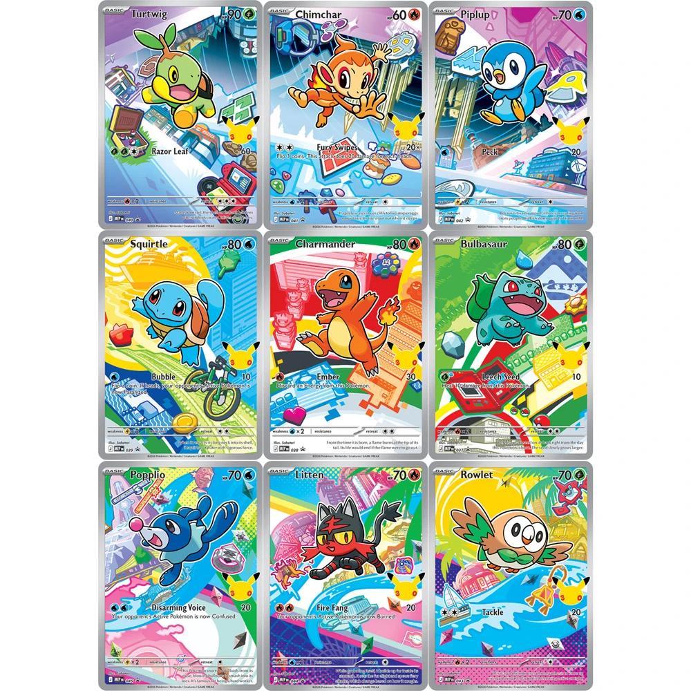 Pokemon DIY PTCG คอลเลกชันการ์ด 30th Chikorita Cyndaqui Totodile EN 046 047 Self Made การ์ดเดี่ยวเกมคลาสสิกอะนิเมะการ์ดของเล่น