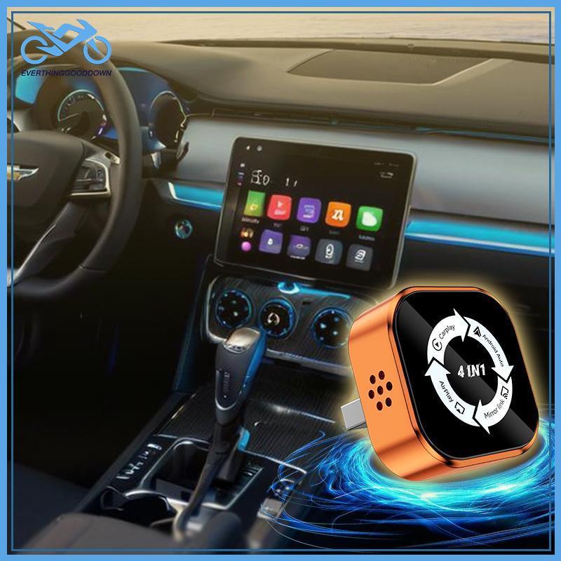 EVER Carplay อะแดปเตอร์ไร้สาย 4in1 Android Auto Mini Box รองรับ iOS Android ติดตั้งง่ายในระบบรถยนต์ 